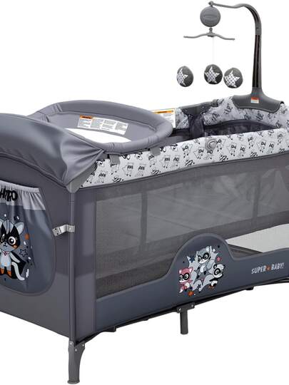 CuisinSmart 4 In 1 Baby Bassinet,Pack And Play Baby Bassinet,Bedside Crib Sleeper  With Changing Table, Zip Door, Locking Wheels, Bottom Storage & Toy Bar For Newborn To Toddles