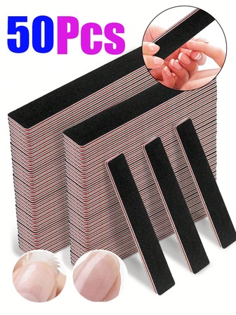 50片/25片/10片/5片/1片装专业指甲锉 - 100/180目指甲锉套装，双面指甲锉，可水洗指甲锉，可重复使用指甲锉，美甲用品，美甲工具，美甲艺术工具，返校季，美甲，美甲工具