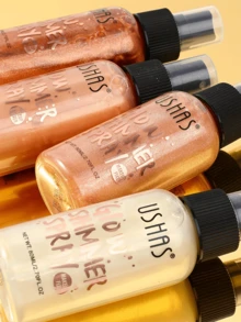 Spray iluminador natural USHAS, ligero y no grasoso, disponible en 4 colores, spray iluminador líquido multiusos para rostro, Body y cabello, realza los contornos faciales y corporales, crea un maquillaje tridimensional, esencial para fiestas, festivales, bodas y carnavales