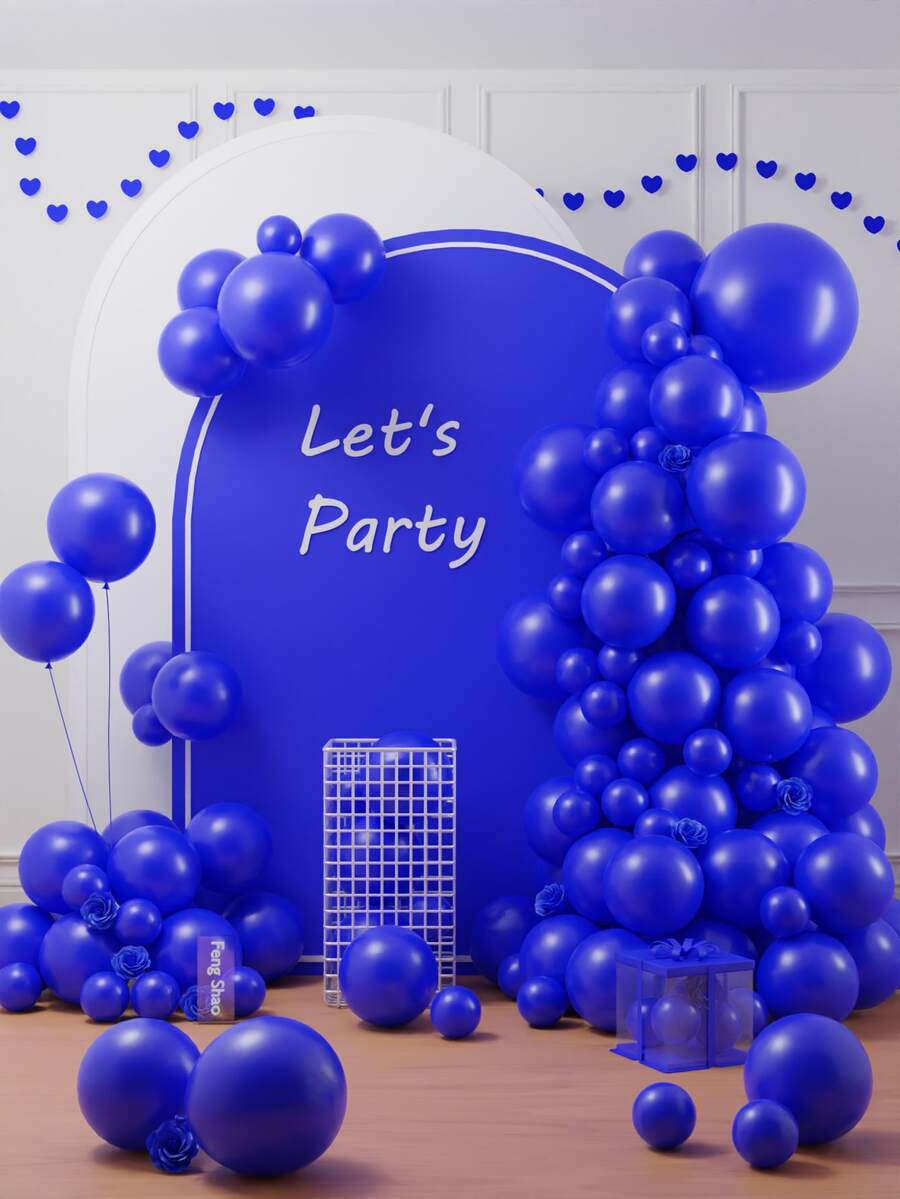 124/60/10个皇家蓝气球拱门套装，包含18英寸、12英寸、10英寸、5英寸皇家蓝加厚乳胶气球，多种尺寸可选，适用于生日、洗礼、性别揭晓派对、毕业典礼、婚礼、迎婴派对、周年纪念、棒球赛、航海主题派对装饰。