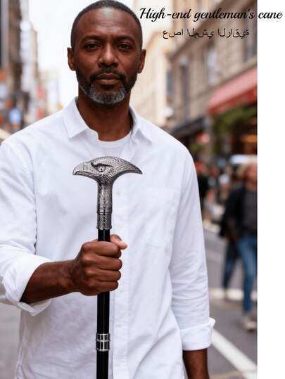 1pc Dual-Color Eagle Design Metal Gentleman's Walking Cane, Detachable Mediterranean, Suitable For Festival, Arab Festivals, Cosplay, Magician Performance, Elegant High-End British Style Men's Gift, Great For Daily Use And School