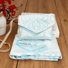 3pcs/Set Ramadan Holiday Gift, 70cm*110cm Tasseled Blanket, Lightweight & Soft, Includes Storage Bag & Beaded Tassel, Vintage Floral Pattern Design, Soft & Washable - Multicolor - View 5