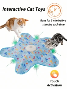 互动猫玩具，可充电，移动隐藏式逗猫棒，触摸激活，适合室内无聊成年猫的运动玩具，捉迷藏互动宠物玩具 - 彩色 - 查看 2