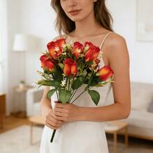 1件/3件逼真仿真花束 - 栩栩如生的丝绸手捧花束，适用于DIY工艺品、婚礼中心装饰、家居装饰、花瓶填充、户外活动和摄影道具 - 易于组装且可重复使用！