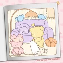 40 Pages 190g "Cozy Home" Cute Adult Coloring Book, Warm Home Animal Scenes, Easy Hand-Drawn Coloring, Stress-Relieving Creative Fun Stationery, Healing Leisure Doodle Book, Perfect Gift For Wedding Season, Mother's Day - DIY COMFY HOME - View 5