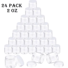 24 Pack Small Travel Containers, Black Sample Jars With Screw Lids,2 Size 30/50 Gram, Makeup Sample Containers, Empty Round Clear Cosmetic Containers Plastic Slime Jars - White 2 Oz - View 11