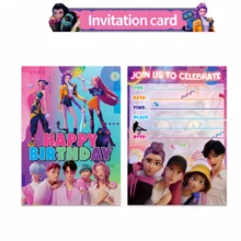 Mattel Cute Cartoon Party Invitation Set - 12pcs, Includes Invitation Cards With Envelopes, 12pcs Stickers, Anime Themed Birthday Invitations