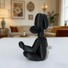 黑色冥想气球狗禅意坐姿摆件 - 黑色 - 查看 4