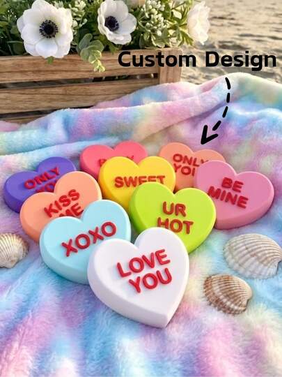 1 Pc Large Conversation Hearts Custom Text, Classic And Custom Phrases, Plastic Valentines Day Candy Hearts, Modern Sweetheart Gift Decoration