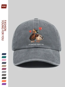 1pc Women's 2025 New Couple Duck Print Baseball Cap, Animal Graphic, Suitable For Sports And Casual Occasions, Comfortable Breathable Lightweight, Adjustable Size, Perfect For Summer Wear, Ideal For Camping, Skateboarding, Fishing, Hiking, Daily And Weekend Outfits, Holiday And Birthday Gifts For Family And Friends, Valentine's Day Gift For Husband, Wife, Girlfriend - A - View 3