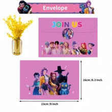 Mattel Cute Cartoon Party Invitation Set - 12pcs, Includes Invitation Cards With Envelopes, 12pcs Stickers, Anime Themed Birthday Invitations