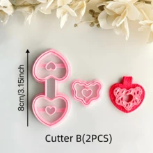 1/2/6pcs Valentine's Day Theme Polymer Clay Keychain Mold Set, Heart Shaped Keyring Cutter, DIY Jewelry Making Tools, Plastic Craft Molds For Earrings And Keychain Sewing Projects - Pink - View 6