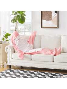 68-Inch Shark Blanket(About 175cm), Family Parent-Child Shark Pajamas, Fun Shark, Shark-Themed Pajamas For Men And Women, Novelty Animal Pajamas, Christmas And Halloween Gifts, Ultra-Soft Shark Pajamas, Suitable For Both Men And Women - 粉色 - 查看 1