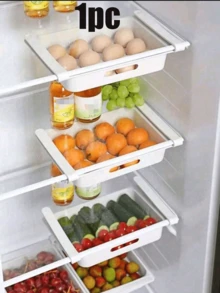 1pc Drawer-Style Refrigerator Hanging Fresh-Keeping Storage Box - For Storing Eggs, Fruits And Vegetables - Space-Saving Kitchen Accessory - White - View 16