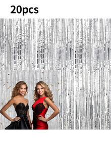 1/2/3/5 Tấm rèm tua rua bằng giấy bạc ánh kim, dùng làm phông nền tiệc, trang trí tiệc sinh nhật, tiệc cưới, quà tặng. - Bạc - Xem 9