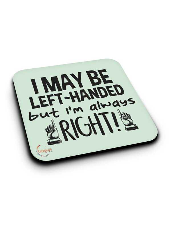 2pcs Funny Left-Handed Wooden Coaster - "I'm Left-Handed But Always Right" Gift, Fun Printed Heat Insulation Mat, Personalized English Desktop Decoration, Anti-Scalding And Non-Slip Coffee Mat.