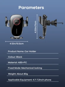 Remax Wireless Car Phone Charger Holder, One-Click Lock Anti-Shake, 360° Rotation Adjustment, Silicone Base Won't Block Vision, Fits 4.7-7.2 Inch Phones, Car Accessories, Car Essentials - M9 - View 10