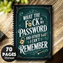 1pc Blue-Green Password Notebook | Gold Key Design, Home/Office Account Password Storage, Internet Login Log - Multicolor - View 3