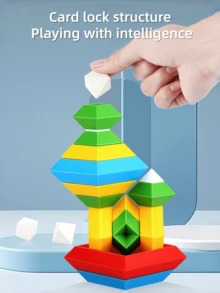 Juego de juguete de torre de bloques de construcción gigantes divertidos y educativos para niños, que inspiran el apilamiento creativo, el desarrollo de la coordinación mano-ojo y la imaginación, adecuado para niños de 3+ años, regalo creativo - Multicolor - Ver 3
