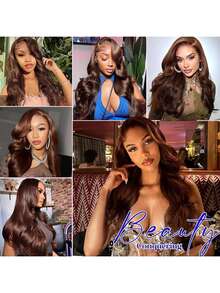 Coleen 250% Human Hair Wigs Chocolate Brown Body Wave Wig Human Hair Glueless 13x4 Lace Front Wig #2 Dark Brown Wig 13x6x1T Part Wig Pre Plucked With Baby Hair Glueless Wigs #1B Natual Color Human Hair Chocolate Brown Body Wave Lace Front Wigs For Christmas - S4 - 查看 9