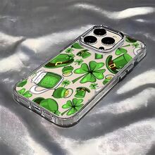 Esta funda con estampado de trébol de cuatro hojas es compatible con varios modelos de teléfono, como OPPO Reno 16E/15/14/13/12/11/PRO/PLUS/PROMAX/MINI, S/A/M/NOTE, S/G/EDGE/E, Transition Spark/HANTOM/CAMON/INFINIX, Honor 400/PLAY/X/Y, OPPO Reno/A/F, OPPO Reno 14/Redmi/POCO/NOTE, etc. Transparente, sencilla, elegante y duradera, está hecha de TPU. Es ideal para San Valentín, Halloween, Navidad y otras festividades, ideal para uso personal o como regalo. - transparente - Ver 2