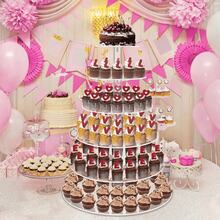Acrylic Clear Round Cupcake Stand, Wedding Cupcake Tower Rack, Cupcake Display Stand For Dessert Table, Birthday Party Cupcake Tiered Holder, Wedding And Birthday Supplies, Home And Party Decorations - Clear - View 11
