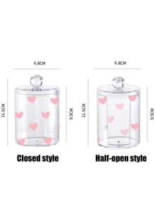 可爱蝴蝶结印花化妆棉棉签收纳盒，棉签牙线收纳罐，亚克力透明化妆棉罐，化妆品收纳盒，适用于家庭、办公室、办公桌