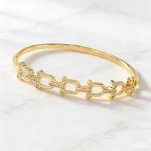 1 pieza Brazalete de cobre chapado en oro de 18K, regalo perfecto para ella en el Día de San Valentín - Multicolor - Ver 9