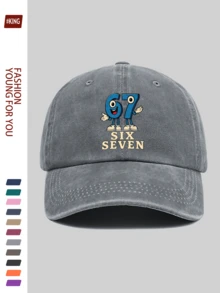 1pc Artistic 67 Print Outdoor Fishing Sun Hat, Comfortable Breathable Lightweight, Adjustable Size, With Fun Blue Letter Print, Essential For Minimalist Enthusiasts, Suitable For Fishing, Fly Fishing, Hiking, Hunting, Camping, Picnicking, Beach Vacation, Ideal Gift For Valentine's Day, Father's Day, Carnival, Halloween, For Family And Friends - A - View 3