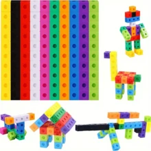 50pcs/100pcs Stacking Interlocking Building Blocks, Plastic Construction Bricks, Colorful Connecting Blocks, Educational Toys, Stimulate Children's Creativity And Imagination, Classroom Rewards, Thanksgiving, Christmas, Easter Gifts, Birthday Gifts - Multicolor - View 4