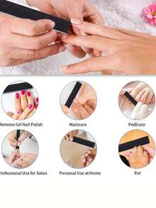 1/5/10/25/50/100 片装指甲锉，100/180 目指甲锉和抛光块，专业双面砂纸美甲工具，适用于亚克力指甲 - 彩色 - 查看 4