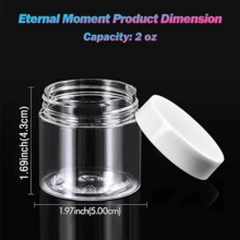 24 Pack Small Travel Containers, Black Sample Jars With Screw Lids,2 Size 30/50 Gram, Makeup Sample Containers, Empty Round Clear Cosmetic Containers Plastic Slime Jars - White 2 Oz - View 2