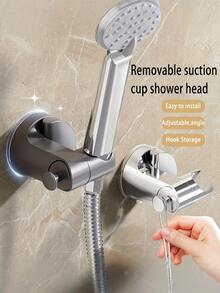 1/2pcs/Set Suction Cup Shower Bracket, Handheld Shower Arm Installation, Adjustable Wall Hanging, Reusable, No Power Required, Home Bathroom Shower Base Holder, Shower Head Spray Rotating Suction Cup Holder(Must Be Used On Clean And Smooth Ceramic Tile Walls)