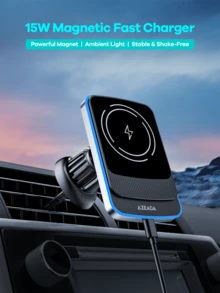 REMAX 15W车载无线快充；自动夹紧；360°自由旋转；稳固防震；中控台手机支架；通用导航支架；兼容/安卓；汽车配件；汽车用品 - AZ-C07 - 查看 1