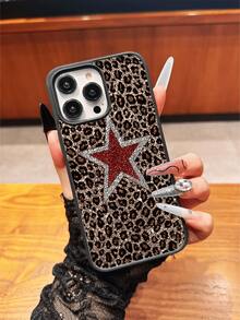 1个新款热销黑色亚克力磁吸豹纹星形图案手机壳，兼容 17 Pro Max/17 Pro/17/16 Pro Max/16 Pro/16/15 Pro Max/15 Pro/15 Plus/15/14 Pro Max/14 Pro/14 Plus/14/13 Pro Max/13 Pro/13/12 Pro/12/11/11 Pro Max/11 Pro XS XR X 7 8，Galaxy S25/A14/A15/A35/A55/S22/S23/S24 FE/S25/S24 Ultra，柔软全包保护壳，适合作为生日礼物送给女友、男友或自用 - 黑色 - 查看 2