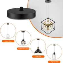 黑白吸顶灯罩套装，吸顶底座适用于单吊灯和枝形吊灯，包含所有五金配件，例如吊环、横杆和安装螺丝，吊灯配件