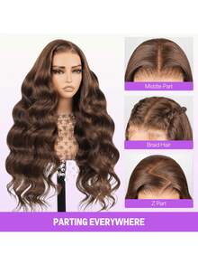 Coleen 250% Human Hair Wigs Chocolate Brown Body Wave Wig Human Hair Glueless 13x4 Lace Front Wig #2 Dark Brown Wig 13x6x1T Part Wig Pre Plucked With Baby Hair Glueless Wigs #1B Natual Color Human Hair Chocolate Brown Body Wave Lace Front Wigs For Christmas - S4 - 查看 7