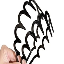 Conjunto de 1/2 faixas de cabelo femininas da moda, com design de ondas em zigue-zague, simples e antiderrapante. A faixa de cabelo ondulada é adequada para uso diário ou para maquilhagem. Com seu design em zigue-zague, a faixa de cabelo é elegante e serve como acessório de banheiro e enfeite de cabelo. - Multicolorido - Ver 14