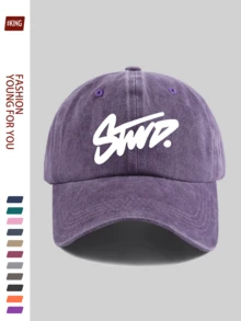 1顶可爱连续线条涂鸦“STWD”印花棒球帽，软帽冠纯色户外运动滑板帽，卡车司机爸爸帽，青少年时尚遮阳帽，适合徒步、骑行、跑步、滑板、健身，是送给家人和朋友的贴心礼物，情人节、母亲节/父亲节、返校季、休闲百搭之选。 - A - 查看 13