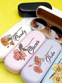 Customized Birthday Flower Name PU Leather Eyeglass Case, Personalized Fashion Glasses Box, Customized Hard Shell Eyewear Case, Scratch-Resistant Fashionable Eyeglasses Storage Box With Soft Lining, New Minimalist Design - Flowers - View 8