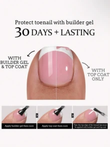 120片法式短款脚趾甲贴纸 - 粉色软胶脚趾甲贴，可重复使用按压式脚趾甲贴纸，女士美甲用品 - 粉色 - 查看 5