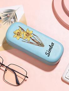 Customized Birthday Flower Name PU Leather Eyeglass Case, Personalized Fashion Glasses Box, Customized Hard Shell Eyewear Case, Scratch-Resistant Fashionable Eyeglasses Storage Box With Soft Lining, New Minimalist Design - Flowers - View 6