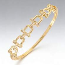 1 pieza Brazalete de cobre chapado en oro de 18K, regalo perfecto para ella en el Día de San Valentín - Multicolor - Ver 6