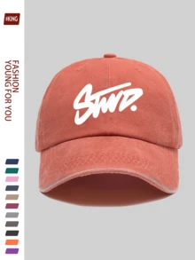 1顶可爱连续线条涂鸦“STWD”印花棒球帽，软帽冠纯色户外运动滑板帽，卡车司机爸爸帽，青少年时尚遮阳帽，适合徒步、骑行、跑步、滑板、健身，是送给家人和朋友的贴心礼物，情人节、母亲节/父亲节、返校季、休闲百搭之选。 - A - 查看 22