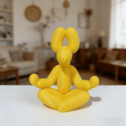 Yellow Meditation Balloon Dog Zen Sitting Ornament
