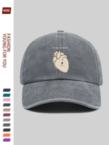 1pc Vintage Baseball Cap With Heart Map Print - Unisex Summer Style, Classic Black With Funny "You Are Here" Valentine's Day Print, Breathable Adjustable Trucker Papa Hat, Suitable For Outdoor Sports, Gatherings, Camping, Fishing, Travel, Great Gift For Soulmate Anniversary Or Girlfriend - A - View 3