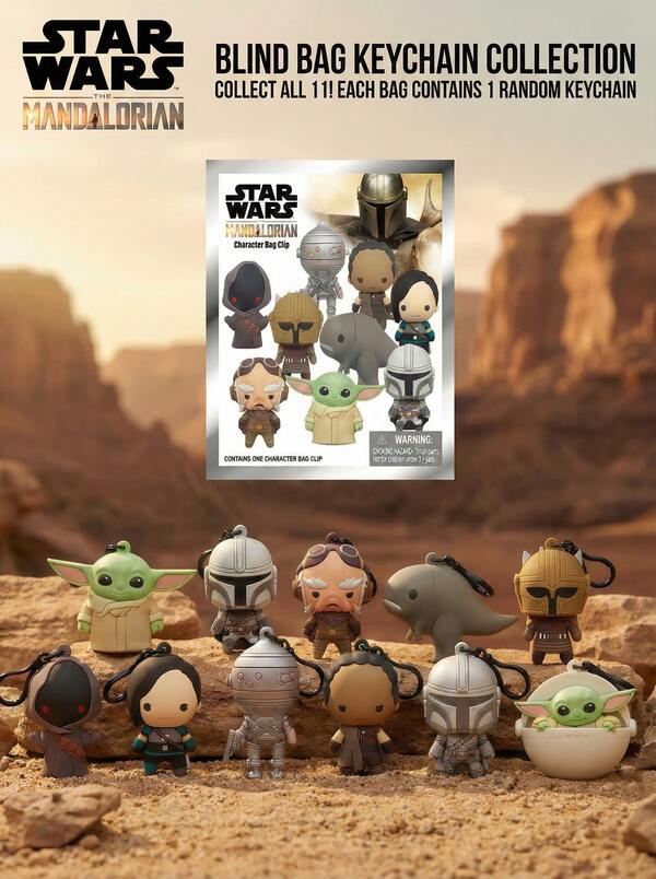 StarWars Authentic Blind Bag Keychain (1PC)-3D Foam Figure Blind Box Mystery Box Figure Bag Clip&Charm Zipper Pull Keyring Backpack Accessories Collectible Toy Gifts-Grogu Mandalorian Kuiil Blurrg Armorer Cara  IG-11 Greef Karga
