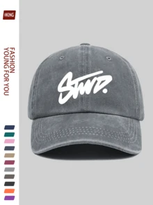 1顶可爱连续线条涂鸦“STWD”印花棒球帽，软帽冠纯色户外运动滑板帽，卡车司机爸爸帽，青少年时尚遮阳帽，适合徒步、骑行、跑步、滑板、健身，是送给家人和朋友的贴心礼物，情人节、母亲节/父亲节、返校季、休闲百搭之选。 - A - 查看 3