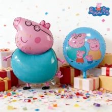 2pcs Creative Balloon, Peppa Pig Cartoon Foil Balloons, Birthday Party Decorations, Atmosphere Decor, Theme Party Supplies, Photo Props - Multicolor - View 9