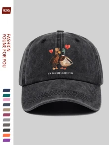 1pc Women's 2025 New Couple Duck Print Baseball Cap, Animal Graphic, Suitable For Sports And Casual Occasions, Comfortable Breathable Lightweight, Adjustable Size, Perfect For Summer Wear, Ideal For Camping, Skateboarding, Fishing, Hiking, Daily And Weekend Outfits, Holiday And Birthday Gifts For Family And Friends, Valentine's Day Gift For Husband, Wife, Girlfriend - A - View 1